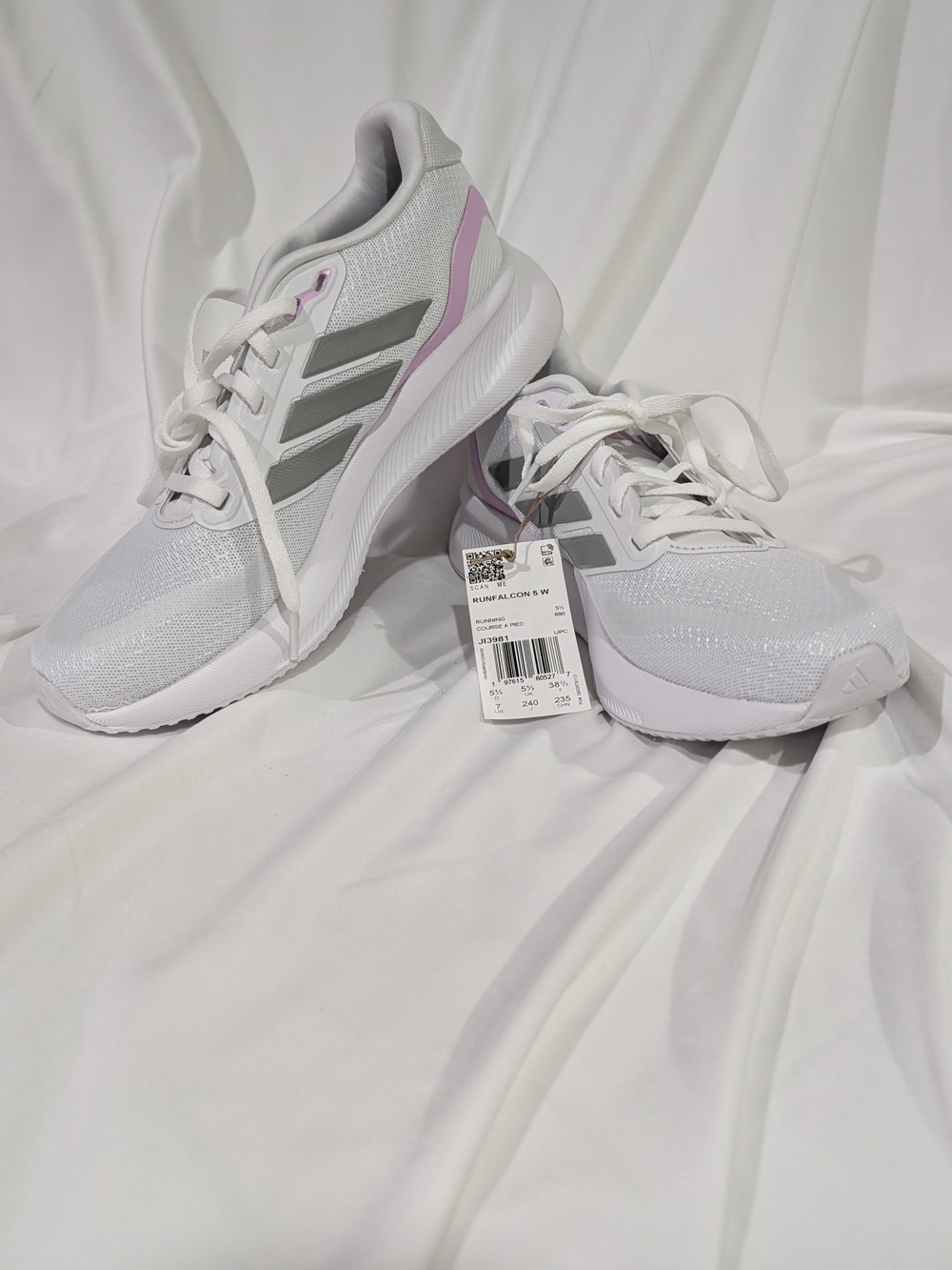 Adidas Runfalcon 5 Women's White and Light Pink Running Sneakers